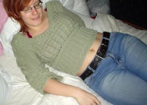 A red-haired student with glasses spread her legs in lace stockings and showed a pussy. Thumb 25