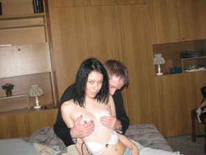 A blonde with a thin waist poses in glasses and red panties. Thumb 37