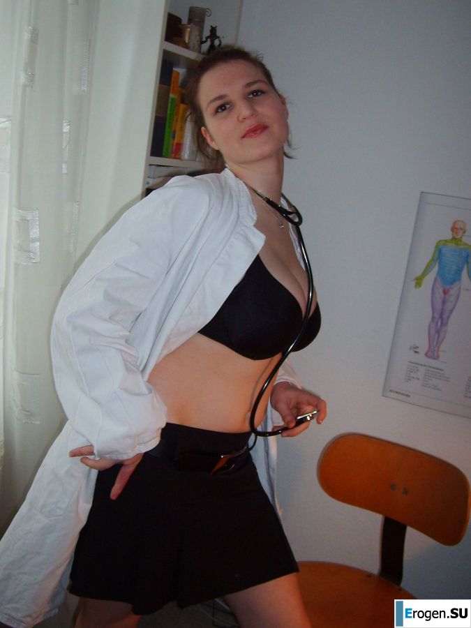 Role games of a bright brunette in a short skirt and her boyfriend. Photo 23