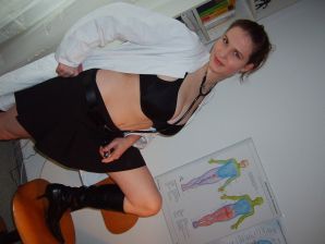 Role games of a bright brunette in a short skirt and her boyfriend. Thumb 24